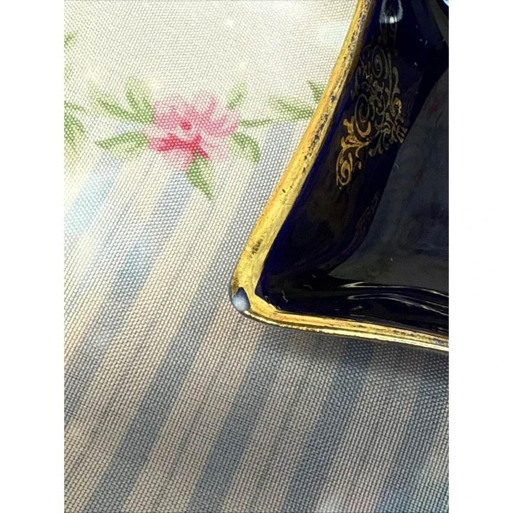 Limoges France Cobalt‎ Blue & Gold Porcelain Trinket Dish 3